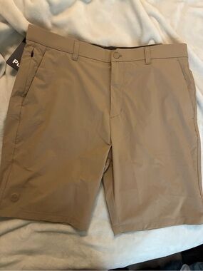 Puli men’s stretch shorts 9” inseam tan your 50+ size 36